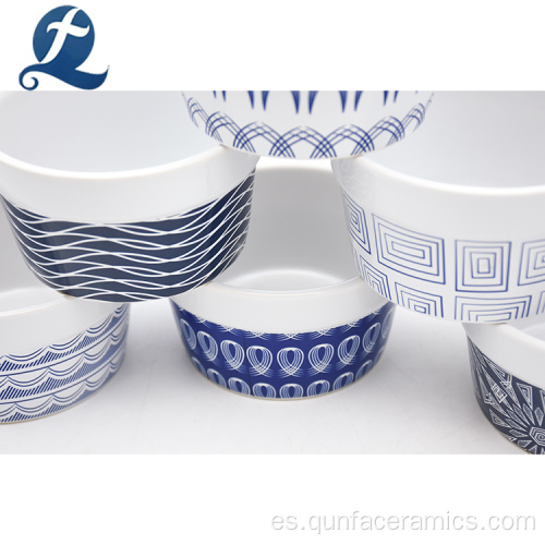 Ramekin de cerámica esmaltada blanca al por mayor